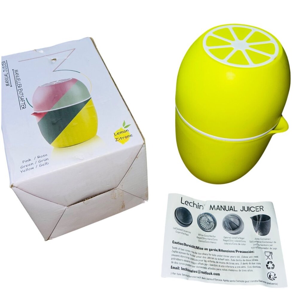 Lechin Manual Citrus Juicer For Lemon & Oranges Filter & Storage Portable 6.5in - Picture 2 of 4